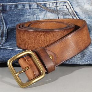 Ceintures formelles vintage pour hommes en cuir véritable à 100 %, boucle en acier, respectueuses de l'environnement, logo personnalisé imprimé, cuir de vache - Product Image 6