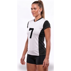 เสื้อฝึกซ้อมวอลเลย์บอลหญิง ออกแบบเองได้ เสื้อวอลเลย์บอลหญิง แขนสั้น ชุดกีฬา OEM เสื้อวอลเลย์บอลหญิง - Product Image 5