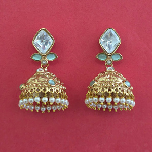 อินโดตะวันตกเลียนแบบมุก Jhumki กับเครื่องประดับชุบดำ8871สีดำ - Product Image 3