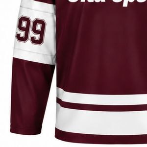 Maillot de hockey sur glace bordeaux pour hommes, manches longues, en polyester, pour sports d'équipe, entraînement et performance - Product Image 5