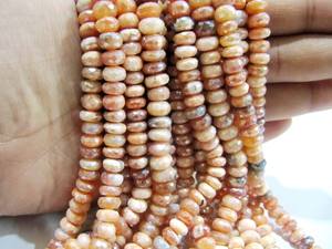 ลูกปัดพลอยคาร์เนเลียนสีส้มธรรมชาติทรงรอนเดลเหลี่ยมเพชรพลอยเคลือบสีเงิน AB มิสติก ขนาด 7-8 มม. ความยาว 8 นิ้ว - Product Image 5