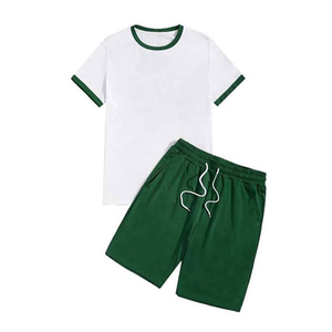 Custom Breathable Eco-Friendly Summer Casual Men's 2-Piece T-Shirt Shorts <b>Set</b> 100% Cotton Stand Collar Sporty Running Short - Product Image 1