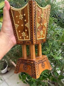 Nouveau brûleur à bakhoor artisanal en bois coloré à motif, pour mariage, usage religieux, parfum aromatique, brûleur d'encens en bois durable, support pour bâtonnets d'encens - Product Image 5