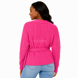 Cosh International Sisterhood Sorority Women's Autumn Vintage V-Neck Knitted <b>Cardigan</b> <b>Sweater</b> Loose Fit Solid Color Button - Product Image 4