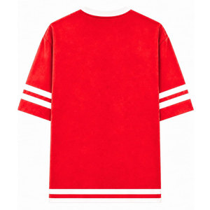 Delta |   Sigma |   T-shirt décontracté à manches courtes pour homme et femme, modèle Ringer rouge avec bordure blanche et lettres grecques, de la sororité Theta - Product Image 3