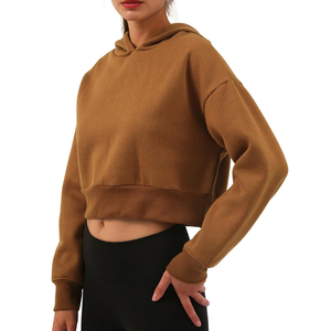 Outfitize International Bulk Women Hoodie Wholesale <b>Velour</b> Luxury Soft Velvet Crop Top <b>Sweatshirt</b> Custom Logo Streetwear Gear - Product Image 2