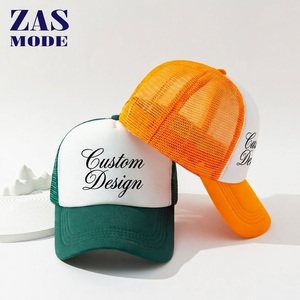 หมวกเบสบอลทรงทรัคเกอร์แบบยูนิเซ็กซ์ คุณภาพสูง ปักโลโก้แบบนูน 3 มิติ 6 แผง ผ้าฝ้าย 100% ปรับแต่งได้สองสี สำหรับกิจกรรมกลางแจ้ง - Product Image 1