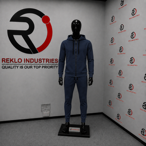 Men's Navy Blue Hooded Tracksuit <b>Full</b> <b>Zip</b> Casual Solid Color <b>Sweatshirt</b> And Pants Set Breathable Polyester Autumn Wear Urban Fit - Product Image 3