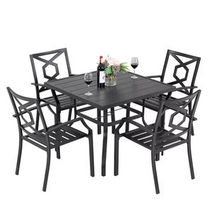 Juego de Mesa de Comedor de Hierro Fundido Moderno y Resistente, Sillas de Jardín Cómodas para Apartamento, Parque, Hotel, Villa, Hospital - Product Image 1