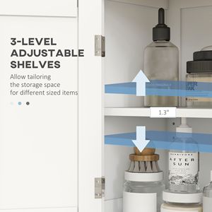 Meuble de rangement de salle de bain blanc moderne avec 4 portes et 2 étagères réglables, unité de sol contemporaine - Product Image 5