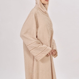 Abaya de mariage élégante en polyester style turc, broderie florale, manches longues, longueur ras du sol, pour la vente en gros - Product Image 6