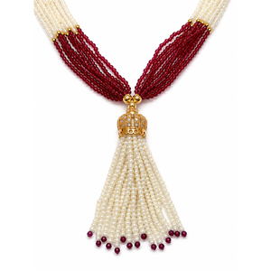 Collier ras du cou élégant à pampilles de perles multirangs avec fermoir en S, chaîne réglable, plaqué or et émail, idéal pour mariage - Product Image 2