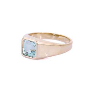 14K Yellow Gold Aquamarine Ring-Elegant Fine Jewelry - Product Image 3