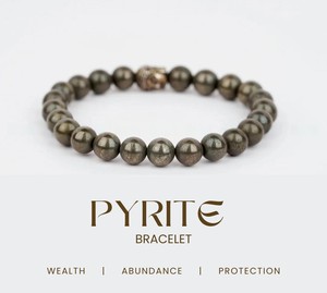 Bracelet extensible en perles de pyrite polie, nouveau design, bijoux en cristal, forme libre, thème Amour, semi-noël AMAYRA - Product Image 3