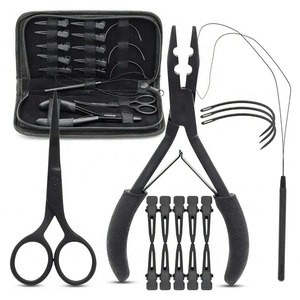 Juego de Herramientas Profesionales de Acero Inoxidable Negro con Diseño Personalizado y Logotipo Personalizado para Extensiones de Cabello, Kit de Aplicación de Micro Anillos - Product Image 5
