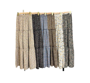 Nueva falda con volantes florales de gasa de verano 106 cm de longitud 100% poliéster algodón liso teñido Dolly Falda larga - Product Image 2