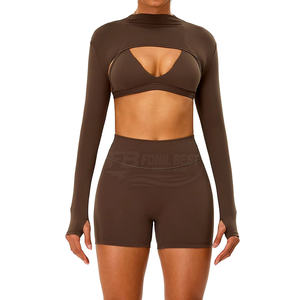 Conjunto de Yoga Térmico de 2 Piezas para Mujer, Shorts de Cintura Alta con Efecto Levanta Glúteos, Transpirable, Ligero, Ecológico, Tallas Grandes - Product Image 4