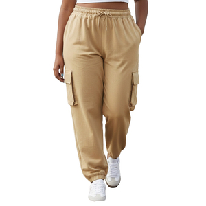 Pantalones cargo de algodón para mujer, talla grande, con bolsillos, estampados, holgados, estilo jogger, personalizados. - Product Image 3
