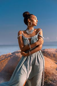 Elegante Vestido Boho de Algodón hasta la Rodilla con Detalles Trenzados, Cintura Natural, Corte en A, Sin Mangas, Color Sólido, Ajuste Holgado, para Vacaciones de Verano - Product Image 3