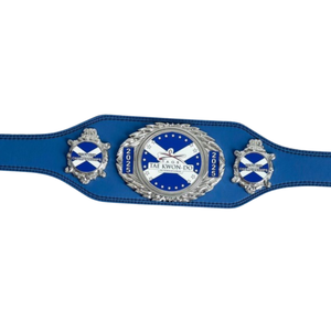Diamond Championship Belt with Blue Leather and Silver Emblem Premium Quality Customizable Title Belt for Sports & Events - Product Image 2