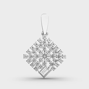IGI Certified Lab Grown Diamond Snowflake <b>Cluster</b> Pendant with Emerald Cut Drop in Solid 925 Sterling Silver - Product Image 4