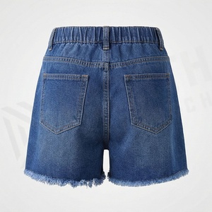 Shorts en jean taille mi-haute pour femme, délavage clair, en coton, style estival décontracté, couleur et logo personnalisables, designs uniques - Product Image 2