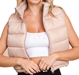 Chaleco acolchado de lona ligero personalizable para mujer, venta al por mayor, servicio OEM, ropa de invierno sin mangas ajustable - Product Image 3