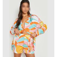 Ensemble décontracté pour femme, chemise et short à volants, en tissu extensible/polyester, séchage rapide et écologique