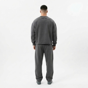 Conjunto Deportivo Informal para Hombre, Sudadera con Cuello Redondo Color Gris Carbón, Pantalones Jogger, Traje de Dos Piezas - Product Image 2