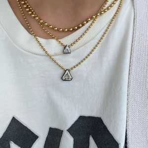 Collares con Colgante Solitario de Oro Sólido 14k 18k con Bisel, Diamante Cultivado en Laboratorio, Rodio Negro, Cadena de Bolas, Joyería Fina al por Mayor - Product Image 6