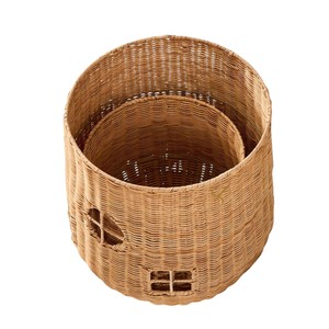 Mushroom House Rattan Storage <b>Basket</b> <b>with</b> <b>Lid</b> Woven Cute Toadstool Toy Organizer Bin Fairycore Nursery Hamper - Product Image 4