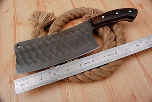 Couteau de boucher professionnel de qualité supérieure, robuste, en acier Damas, manche en bois noir, pour la cuisine, la viande et les légumes - Product Image 3
