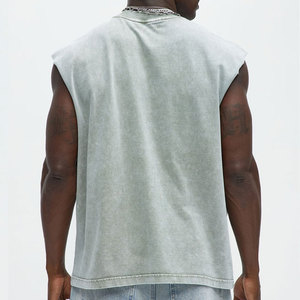 OEM Fashion Clothing Sleeveless Longline Acid Washed Round Neck <b>Cropped</b> Tank <b>Top</b> Streetwear Outdoor Vintage Quick Dry Casual - Product Image 3