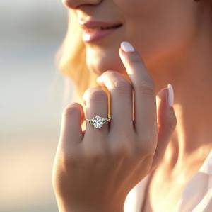 Oval Cut Moissanite Engagement & Wedding <b>Ring</b> 925 Sterling <b>Silver</b> 18K Gold Plated Luxury <b>Statement</b> <b>Ring</b> for Women Prong Setting - Product Image 4