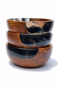 Bol de service en bois et résine époxy, fabriqué à la main en Inde, vaisselle en bois, vente en gros, prix abordable, excellente qualité - Product Image 4