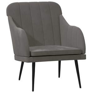 Fauteuil en velours gris foncé 100% polyester pour salon, avec structure en métal et contreplaqué, matériau moyen - Product Image 2