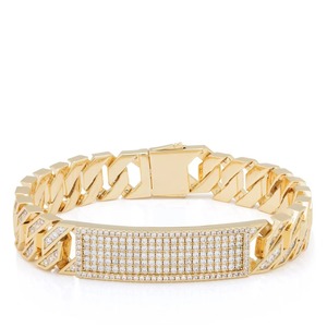 Luxury gold and silver Cuban link bracelet with baguette stone detailing for <b>men</b> hip hop iced out jewelry party wear - Product Image 2