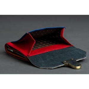 LW Mini portefeuilles courts à la mode pour femmes, fabriqués à la main, en cuir de vache véritable, à motif géométrique, avec fermeture à glissière. - Product Image 4