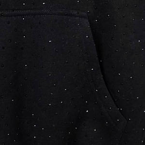 Black Embroidered Rhinestone Fleece Hoodies for <b>Men</b> Heavy Winter <b>Pullover</b> Full Oversized Streetwear Fit 100% - Product Image 2