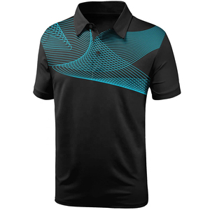 Polo Deportivo Negro para Hombre con Estampado Geométrico, de Secado Rápido, Tejido de Poliéster, Manga Corta y Cuello Polo - Product Image 2