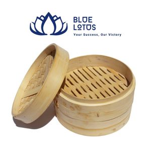 BEST SELLING Sustainable 2-Layer Bamboo Food Steamer <b>Basket</b> Glass-Embedded Stainless Steel Cover Safe Steam Cookware For Gas - Product Image 1