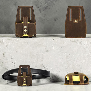 Porte-mètre ruban en cuir fait main, pochette de ceinture portable pour outils, idéal pour charpentier, électricien, ouvrier du bâtiment, à prix réduit - Product Image 1