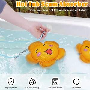 Éponge détartrante pour spa, <span class=keywords><strong>filtre</strong></span> pour le nettoyage des taches de graisse et de débris; Écumoire absorbante d'huile en forme de soleil pour <span class=keywords><strong>piscine</strong></span>, maille sandwich 3D - Product Image 5