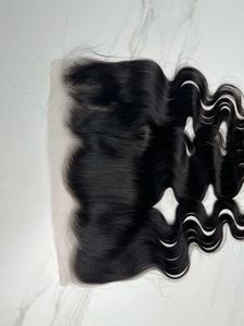 Perruque frontale 13x4 HD Lace de 24 pouces, cheveux humains bruts indiens du sud, bouclés lâches, noir naturel, simple trame - Product Image 3