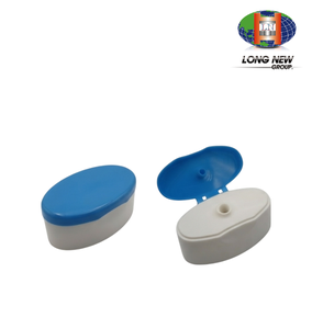 LONGNEW OEM Capuchon à rabat bicolore personnalisé en ABS/PP/PC |   Fermeture de bouteille ovale en plastique pour shampoing et cosmétiques - Product Image 1
