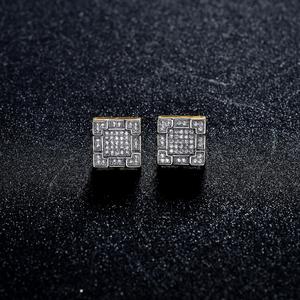Fashion VVS Lab Grown <b>Diamond</b> With 925 Sterling Silver <b>Square</b> Frame Stud <b>Earrings</b> With Sparkling Stones - Product Image 1