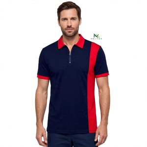 Camiseta polo personalizada negra y roja para hombre, polo con bloques de color diagonales, polo de algodón piqué, polo para uniforme de equipo, polos al por mayor, polos con logo personalizado - Product Image 1