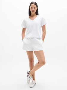 Camiseta Blanca de Algodón con Cuello en V para Mujer, con Bolsillos, Corte Holgado, Informal, Veraniega, con Logotipo Personalizado, Venta al Por Mayor, OEM, Ropa Urbana - Product Image 6