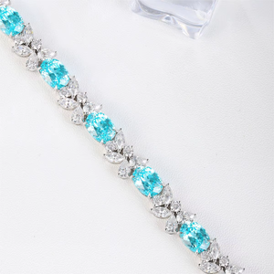 Bracelet en saphir et diamant de laboratoire haut de gamme et luxueux, argent sterling 925 plaqué or, bijoux fins pour femmes - Product Image 2
