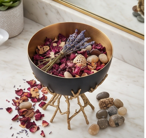 Bol décoratif en métal noir et or de qualité supérieure, fait main, style glamour, pour présentation sur table, décoration intérieure - Product Image 5